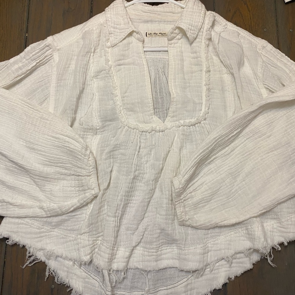 Free People white linen top